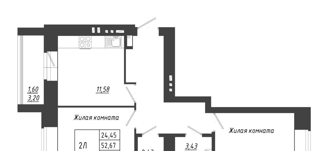 квартира р-н Зеленодольский с Осиново ЖК «Радужный-2» Осиновское с/пос, Авиастроительная, с 12 фото 1