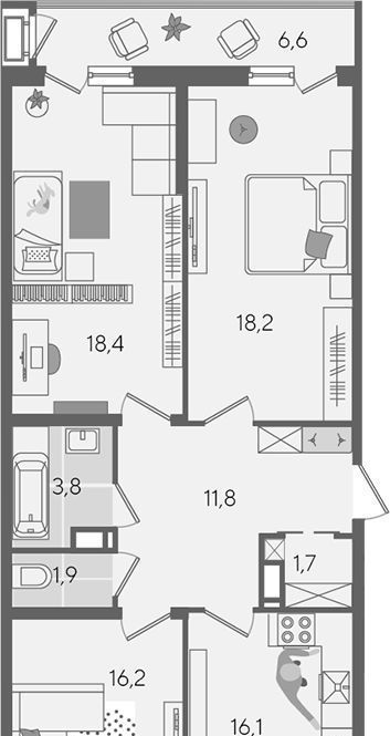 квартира г Краснодар р-н Карасунский ул Новороссийская 88 фото 1