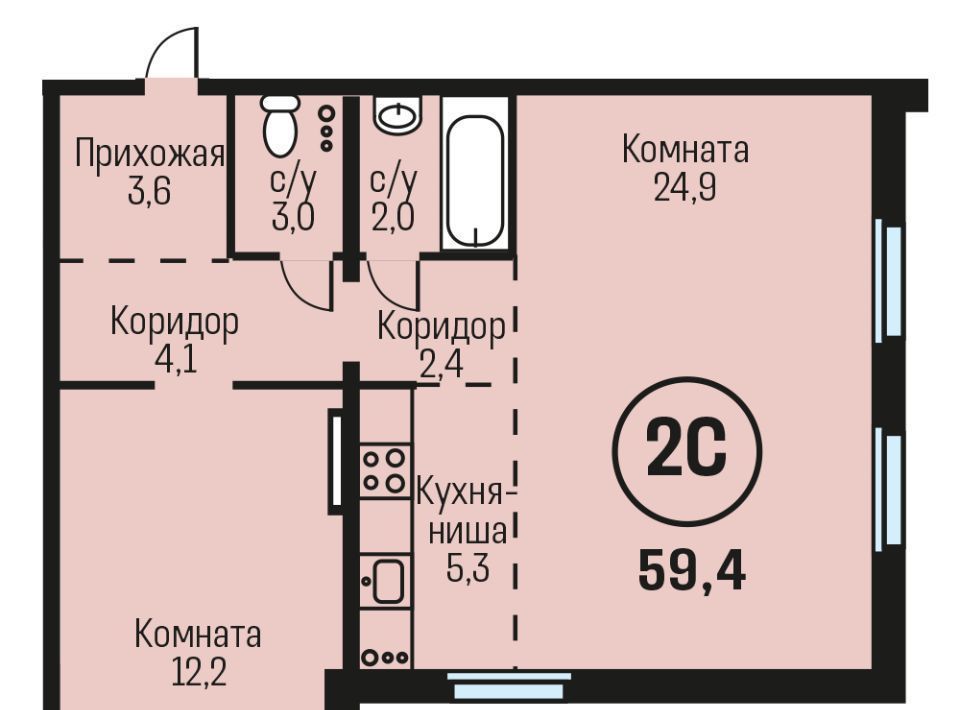 квартира г Барнаул рп Южный фото 1