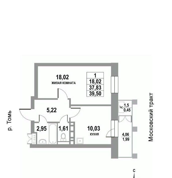 квартира г Томск р-н Кировский тракт Московский 109б/2 фото 1