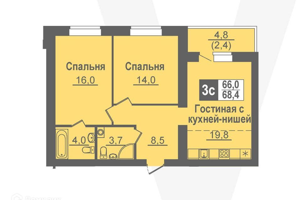 квартира рп Кольцово ул Преображенская 4 городской округ Кольцово фото 1