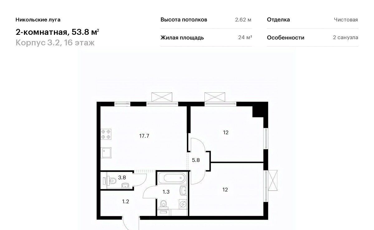 квартира г Москва метро Щербинка ЖК Никольские Луга 3/2 фото 1