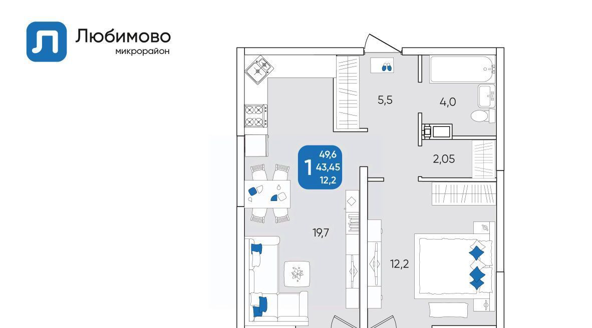 квартира г Краснодар р-н Прикубанский мкр Любимово 5/1 фото 1