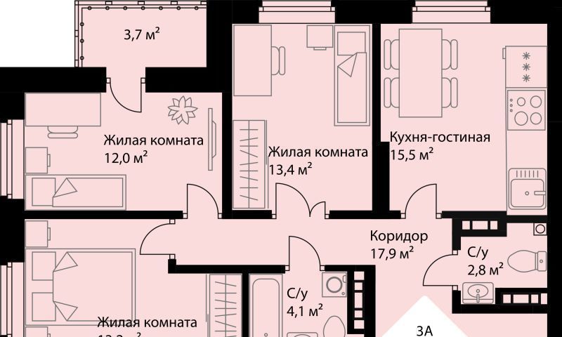 квартира г Екатеринбург Эльмаш ЖК Веер Парк Проспект Космонавтов, жилрайон фото 1