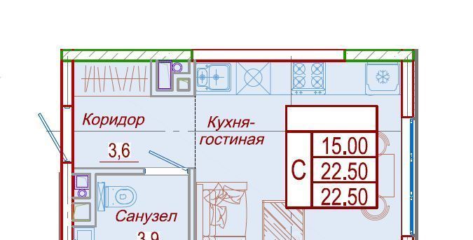 квартира р-н Анапский с Сукко ул Мирная 9к/1 муниципальное образование, Анапа фото 4