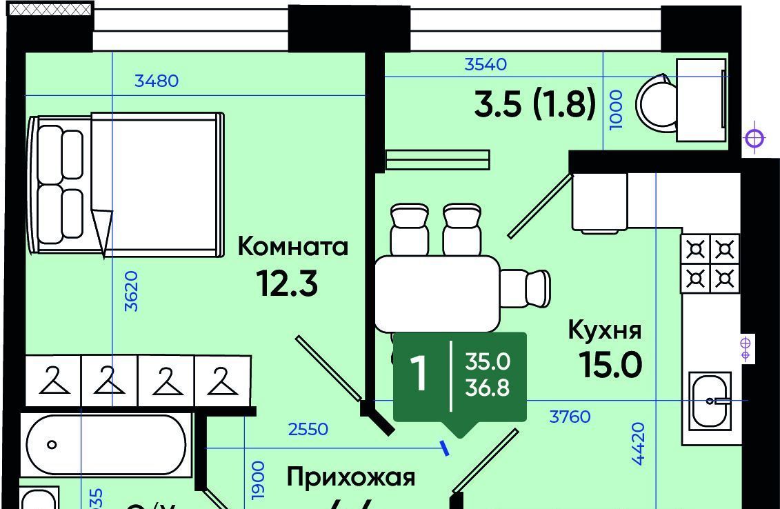 квартира г Батайск ул Олимпийское Кольцо 35к/9 фото 1