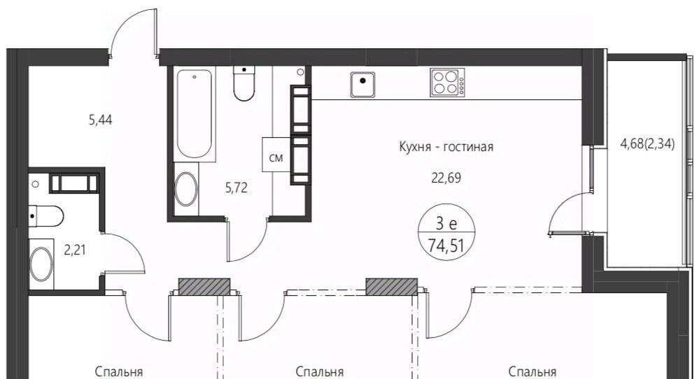 квартира г Хабаровск р-н Индустриальный ул Сысоева 21/2 фото 1