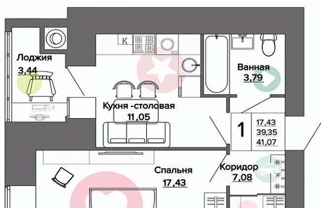 квартира г Рязань р-н Московский ЖК «Видный» фото 7
