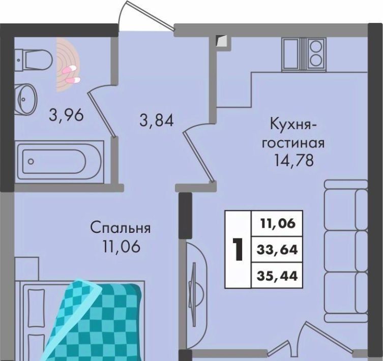 квартира г Краснодар р-н Прикубанский ул им. генерала Брусилова 1/2 5 лит фото 1