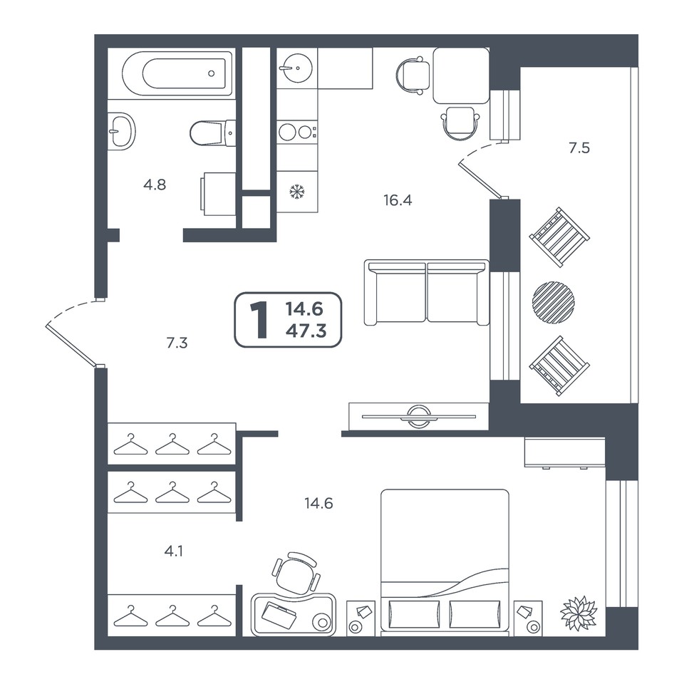 квартира г Тюмень ул Дамбовская 29к/3 фото 8