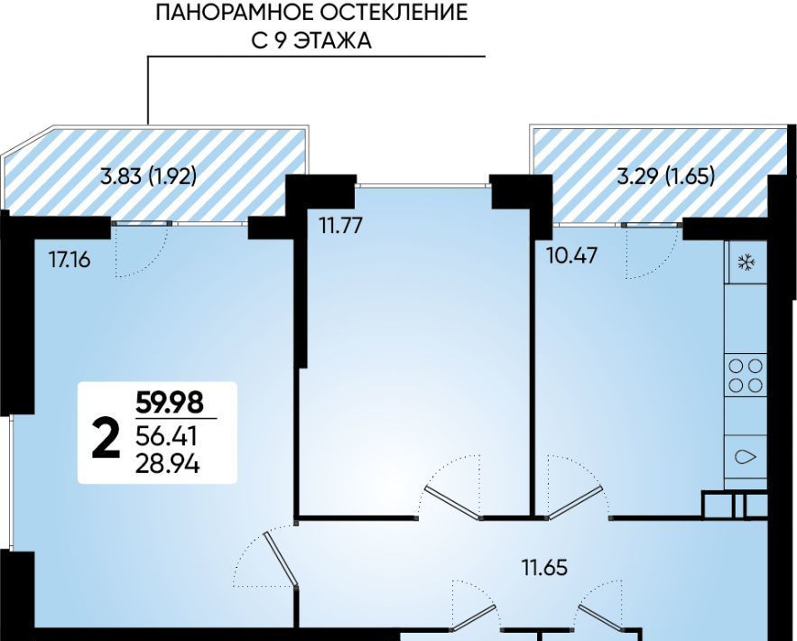 квартира г Краснодар р-н Прикубанский микрорайон «Губернский» фото 1