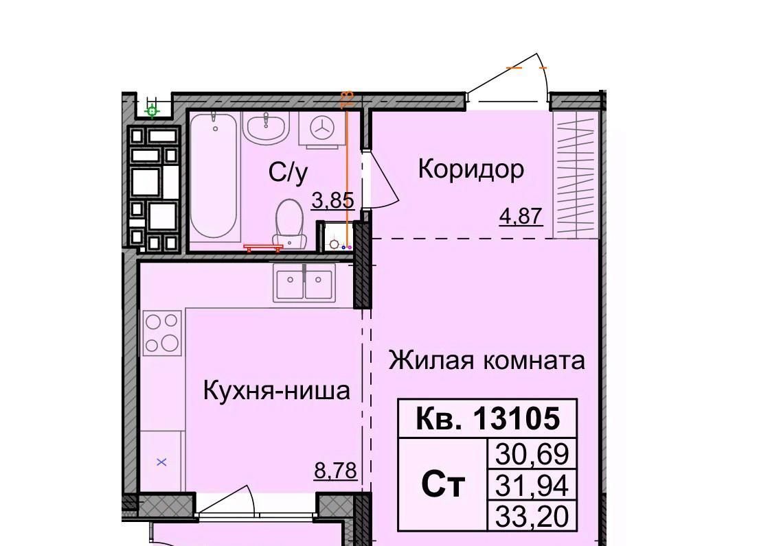 квартира г Ижевск р-н Индустриальный ул Кунгурцева Е.М. 45 фото 1