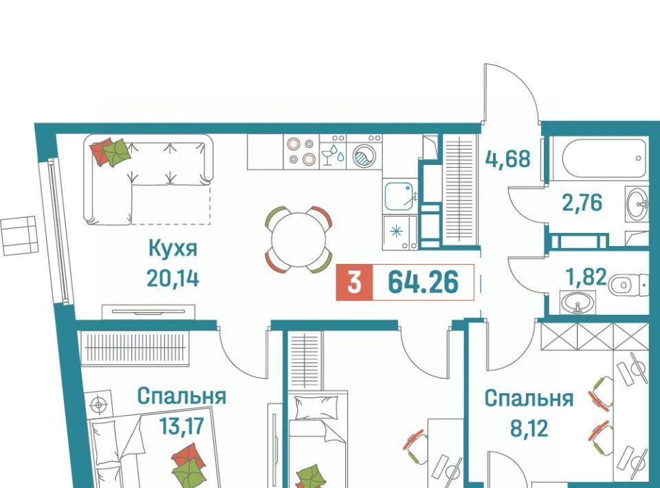 квартира р-н Всеволожский г Мурино ЖК «Графика» Девяткино фото 1