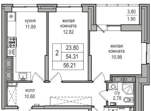 квартира г Санкт-Петербург п Парголово ул Заречная 52к/1 р-н Выборгский фото 1