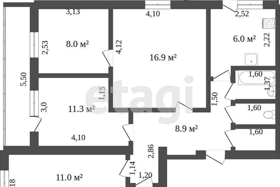 квартира г Нефтеюганск Нефтеюганский район, 1-й микрорайон, 21 фото 5