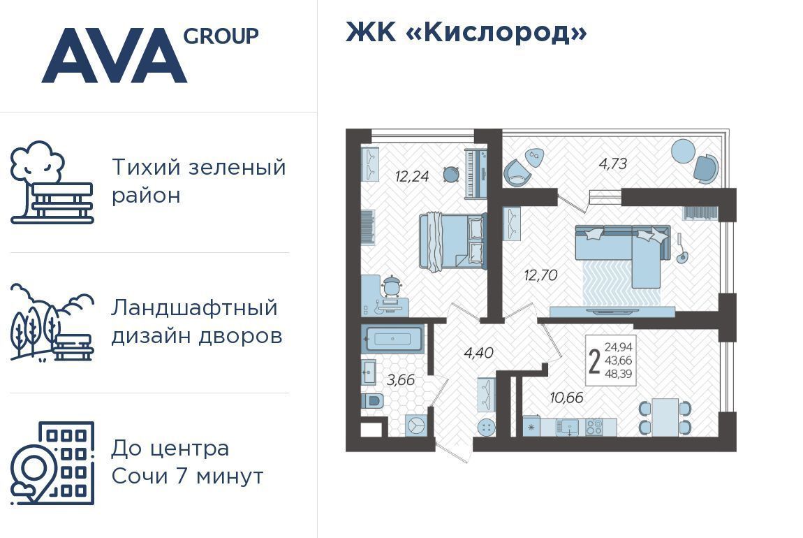 квартира г Сочи р-н Хостинский ЖК «Кислород» 5 фото 1