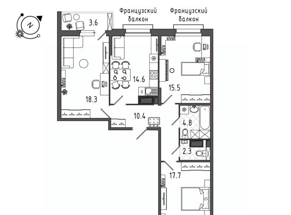 квартира г Санкт-Петербург метро Московские Ворота ул Черниговская 17с/1 фото 1