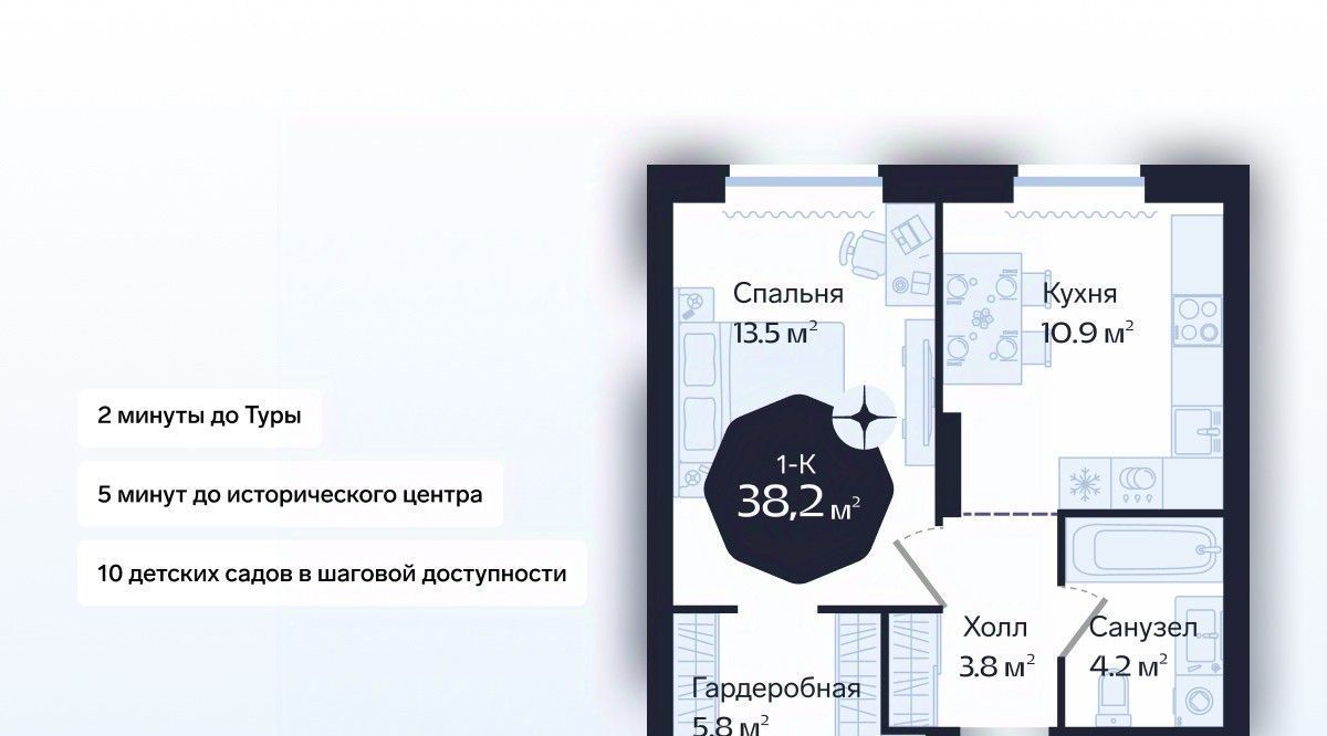 квартира г Тюмень р-н Центральный ул Новгородская 22 фото 1