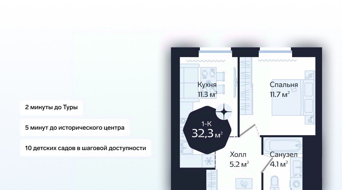 квартира г Тюмень р-н Центральный ул Новгородская 20 фото 1