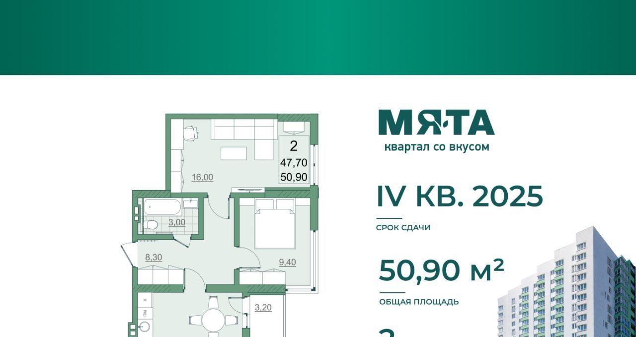 квартира г Саратов р-н Кировский 10-й микрорайон Солнечный 2 ЖК Мята жилрайон фото 2