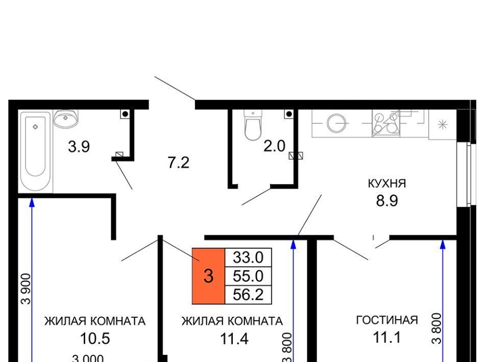 квартира г Краснодар р-н Прикубанский ул им. лётчика Позднякова 2к/18 фото 1