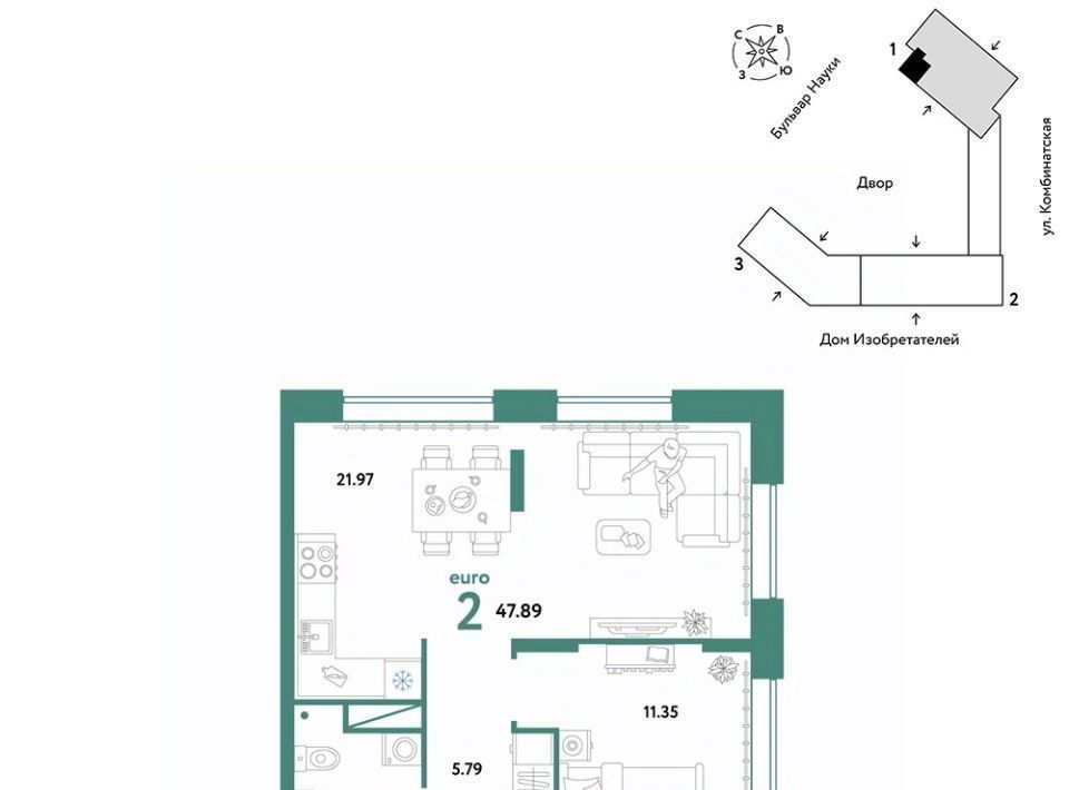 квартира г Тюмень р-н Калининский ул Комбинатская 16к/1 фото 1