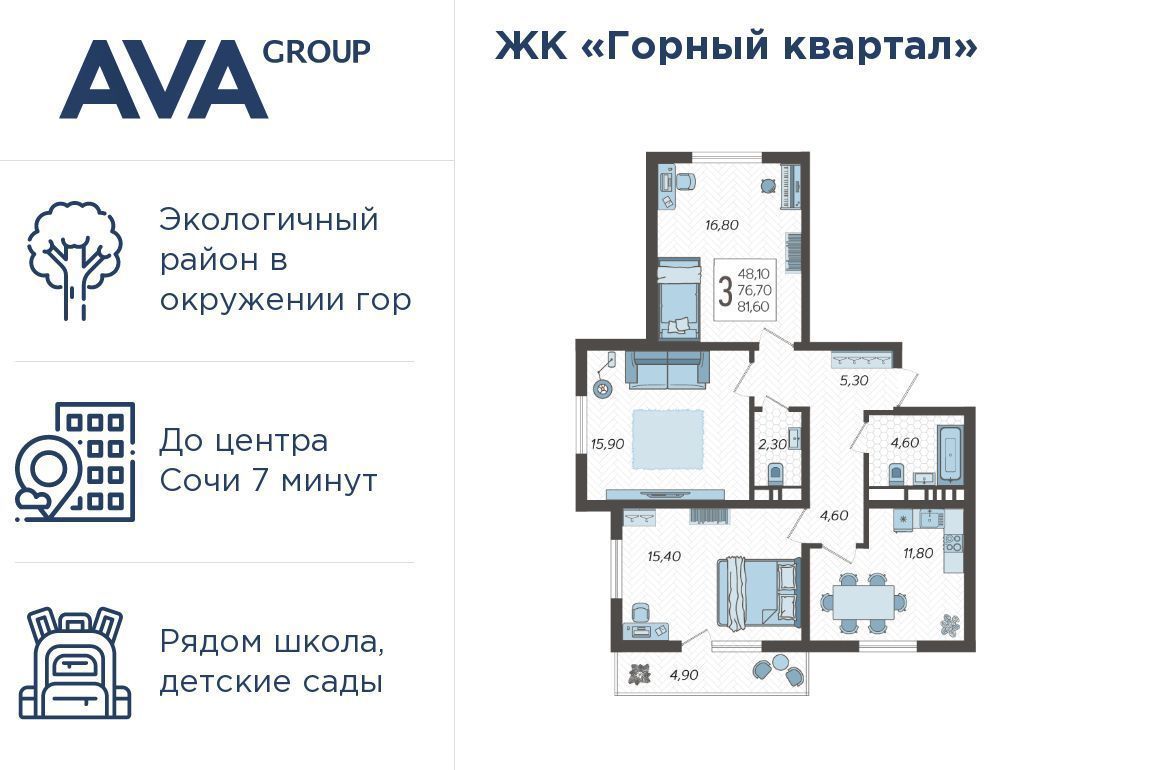 квартира г Сочи р-н Хостинский ЖК «Горный квартал» фото 1