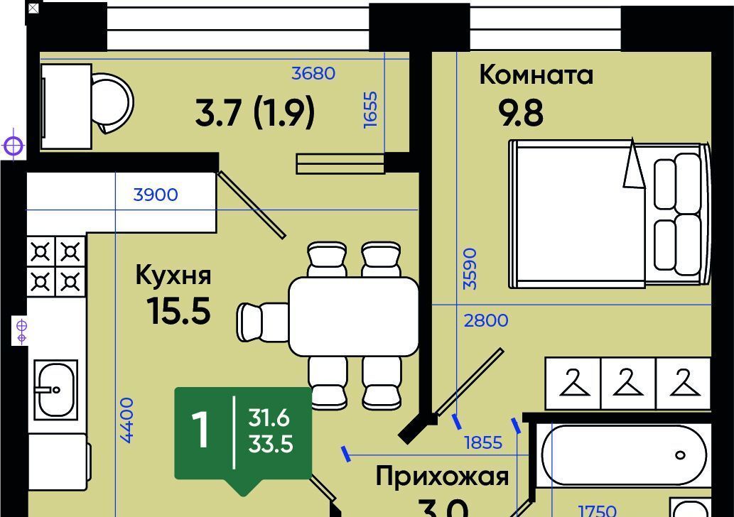 квартира г Батайск ул Олимпийское Кольцо 36к/6 фото 1