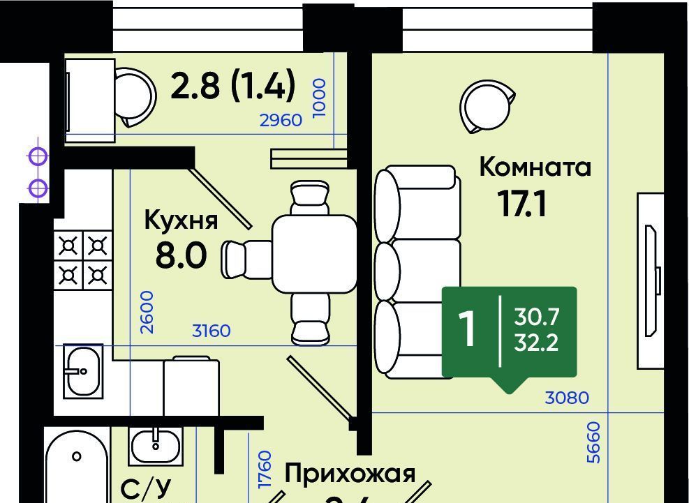 квартира г Батайск ул Олимпийское Кольцо 36к/13 фото 1