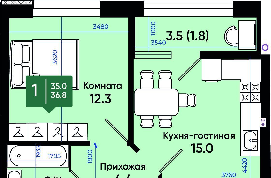 квартира г Батайск ул Олимпийское Кольцо 36к/7 фото 1