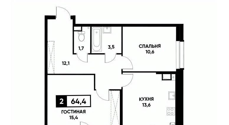 квартира г Ставрополь р-н Промышленный пр-кт Российский 12к/3 фото 1