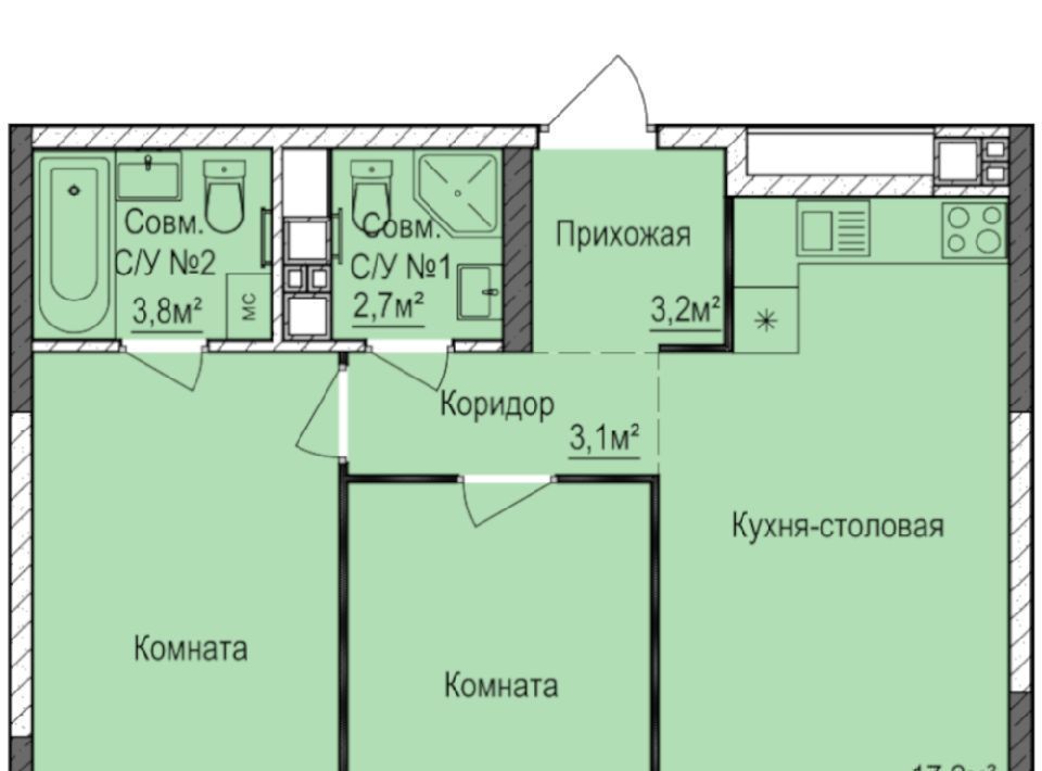 квартира г Ижевск р-н Индустриальный Буммаш ЖК «Покровский» жилрайон фото 1