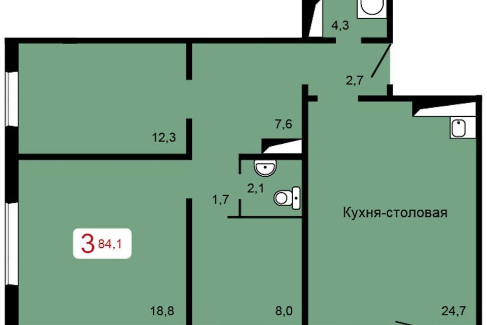 квартира г Красноярск ул Кутузова 1с/196 городской округ Красноярск фото 1