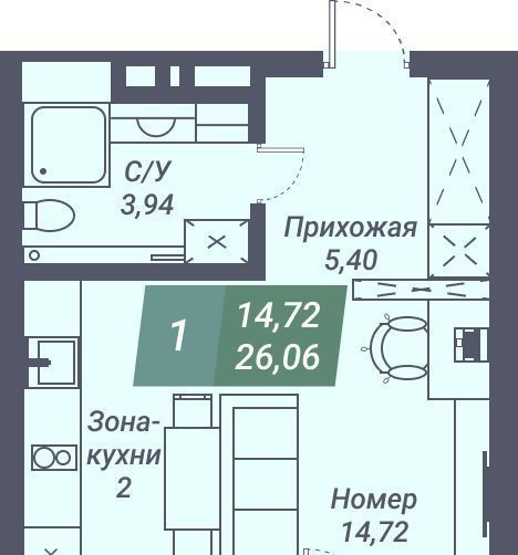 квартира г Новосибирск Заельцовская ул Даргомыжского 8д фото 2