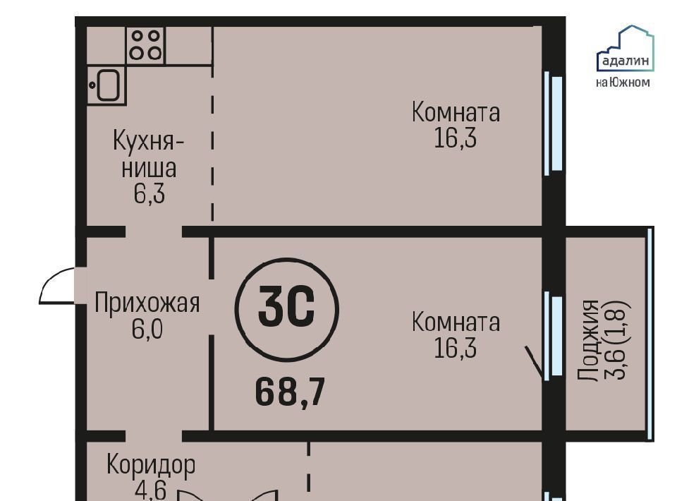 квартира г Барнаул рп Южный фото 1