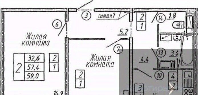 квартира г Воронеж р-н Левобережный ул Ленинградская 26 фото 1