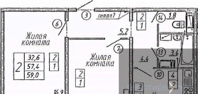 квартира г Воронеж р-н Левобережный ул Ленинградская 26 фото 1
