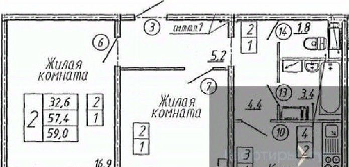 квартира г Воронеж р-н Левобережный ул Ленинградская 26 фото 1