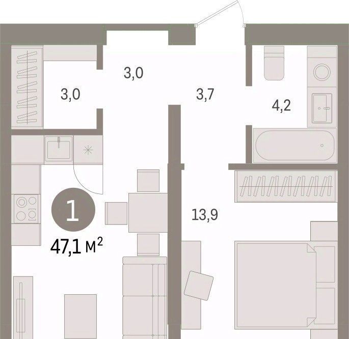 квартира г Тюмень р-н Центральный ул Мысовская 26к/1 фото 1