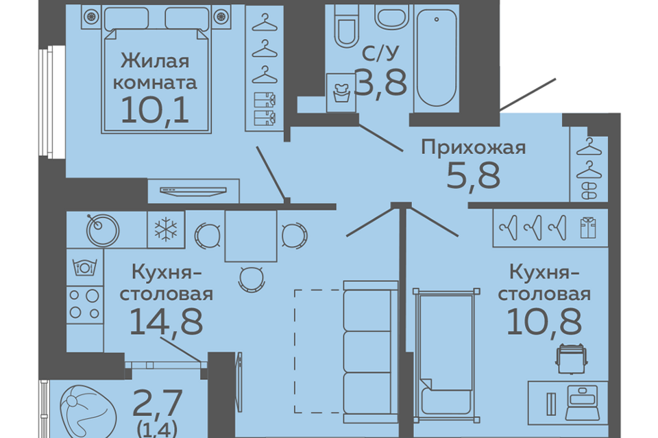 квартира г Екатеринбург б-р Новосинарский 6 Екатеринбург, муниципальное образование фото 1