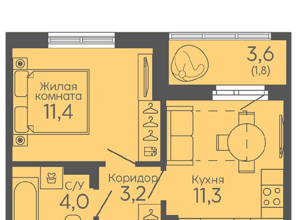 квартира г Екатеринбург Ботаническая микрорайон Новокольцовский Новокольцовский жилой комплекс, 6 фото 1