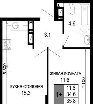 квартира г Краснодар р-н Прикубанский ЖК «Дыхание» фото 1