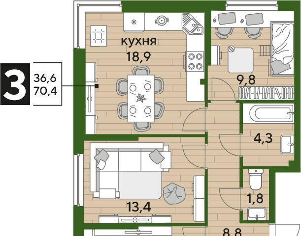 квартира г Краснодар р-н Прикубанский ул им. Марины Цветаевой 3к/2 Догма Парк мкр фото 1