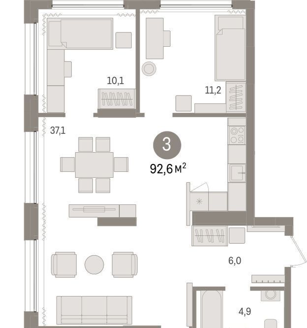 квартира г Омск р-н Кировский Кварталы Драверта 3 фото 1