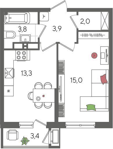 квартира г Краснодар р-н Карасунский ул Новороссийская 88 фото 1