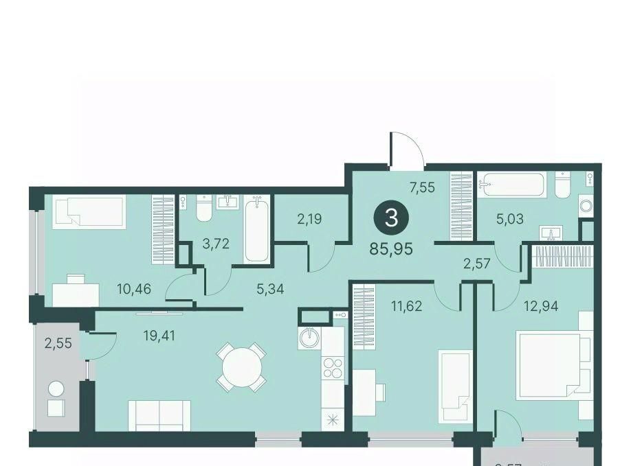 квартира г Тюмень р-н Центральный ул разведчика Кузнецова 7 фото 1