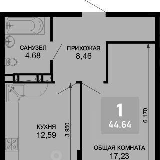 квартира г Краснодар р-н Прикубанский мкр им Петра Метальникова ЖК «Лучший» фото 1