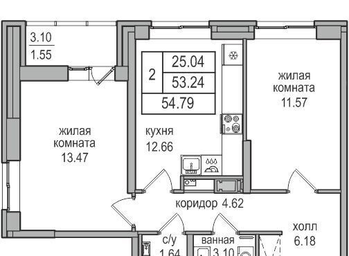 квартира г Санкт-Петербург п Парголово ул Заречная 52к/2 метро Парнас фото 1