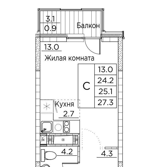 квартира г Владивосток р-н Ленинский ул Расула Гамзатова 7к/2 фото 1