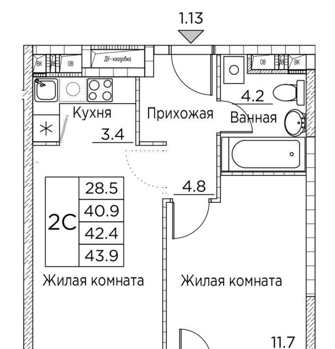 квартира г Владивосток р-н Ленинский ул Расула Гамзатова 7к/2 фото 1